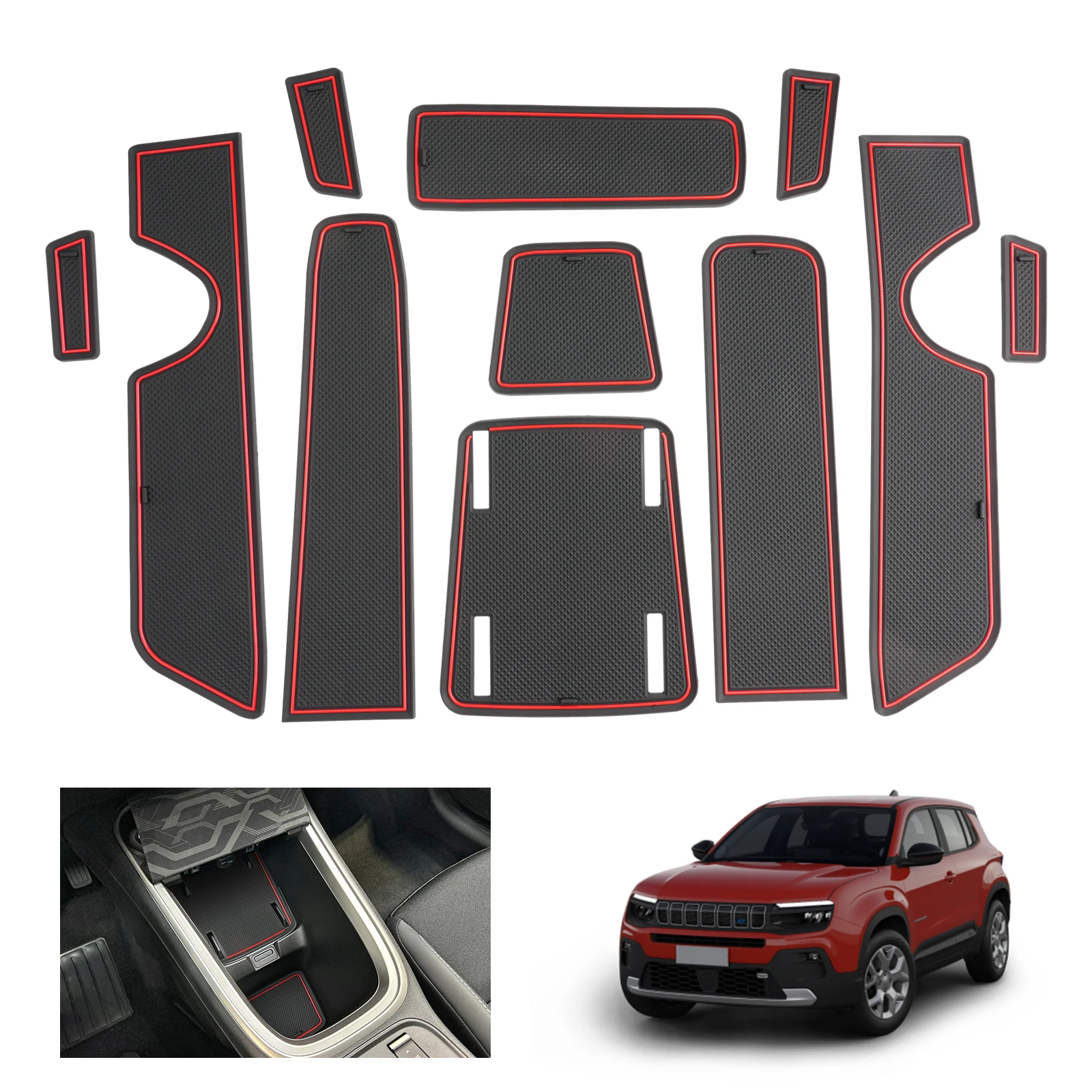 RUIYA for Jeep Avenger 2023 2024 2025 Car Door Groove Mat Anti-slip Slot Pad Auto Interior Jeep Avenger 2025 Accessories