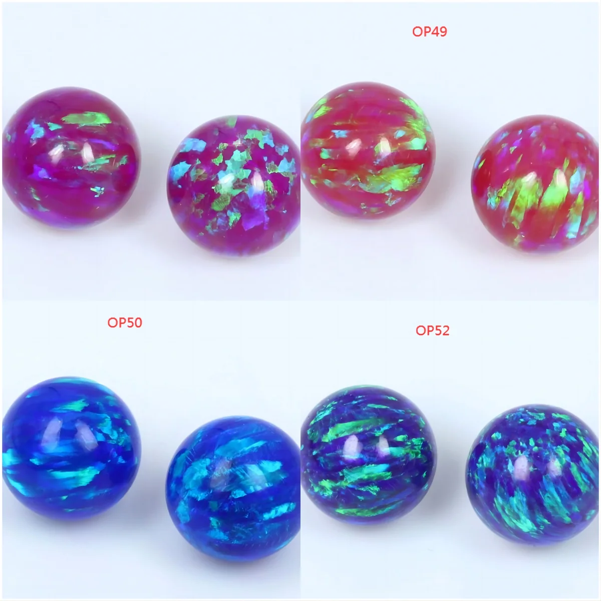 (50Pcs/Lot ) 10MM Different Colors Round Ball Synthetic Opal Loose  With Full Drilled For Jewelry