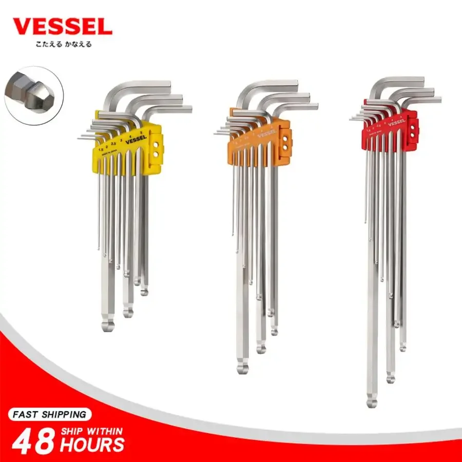 VESSEL 8309BP 8309BP-L 8309BP-XL Ball End Extension/Extra Long Hexagonal Wrench 9-Piece Set Japan Hand Tools