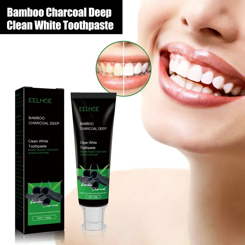 Bamboo Charcoal Deep Teeth Whitening Toothpaste remove yellow tartar Teeth Stains Brighten White Oral Odor fresh breath gum Care