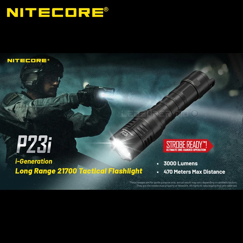 3000 Lumens Nitecore P23i Long Range 21700 Tactical Flashlight with 5000mAh High-capacity Battery