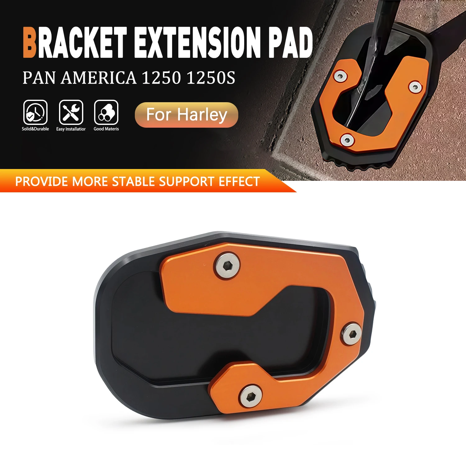 

For Harley PAN AMERICA 1250 RA1250 S ADV 2021-2023 Motorcycle Kickstand Foot Side Stand Extension Pad Support Enlarge Plate