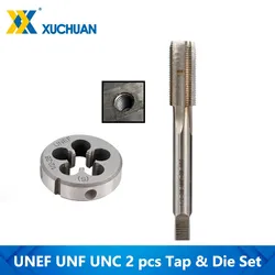 2pcs UNEF UNF UNC Thread Tap and Die Set Machine Tapping Plug Tap Die HSS Screw Thread Tap Set Metal Drilling Tools