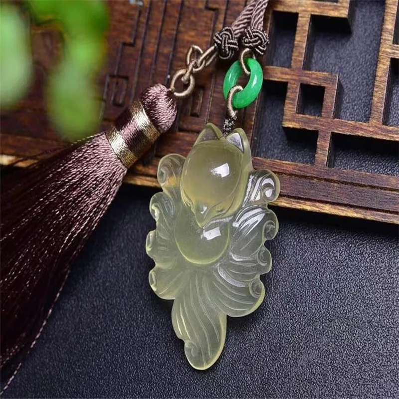 

Crystal Carvings Fox Pendan Natural Hand-Carved Citrine Bag Hanging Crystal Fox Stones Necklace Fashion Reiki Healing Decoration