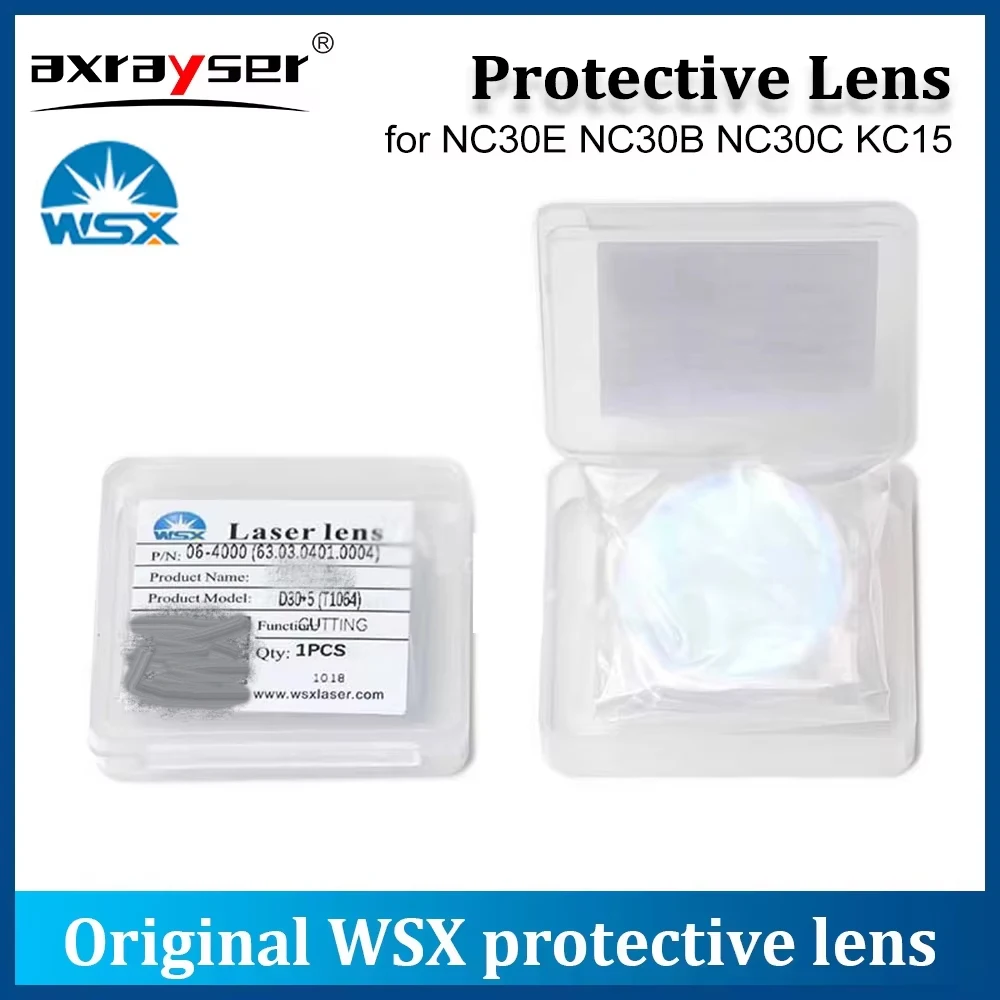 Original WSX Protective Lens 30x5 Protective Windows 1064nm JGS1 Fused Silica Optical 18x2 20x2 For Fiber Cutting Head KC13/15