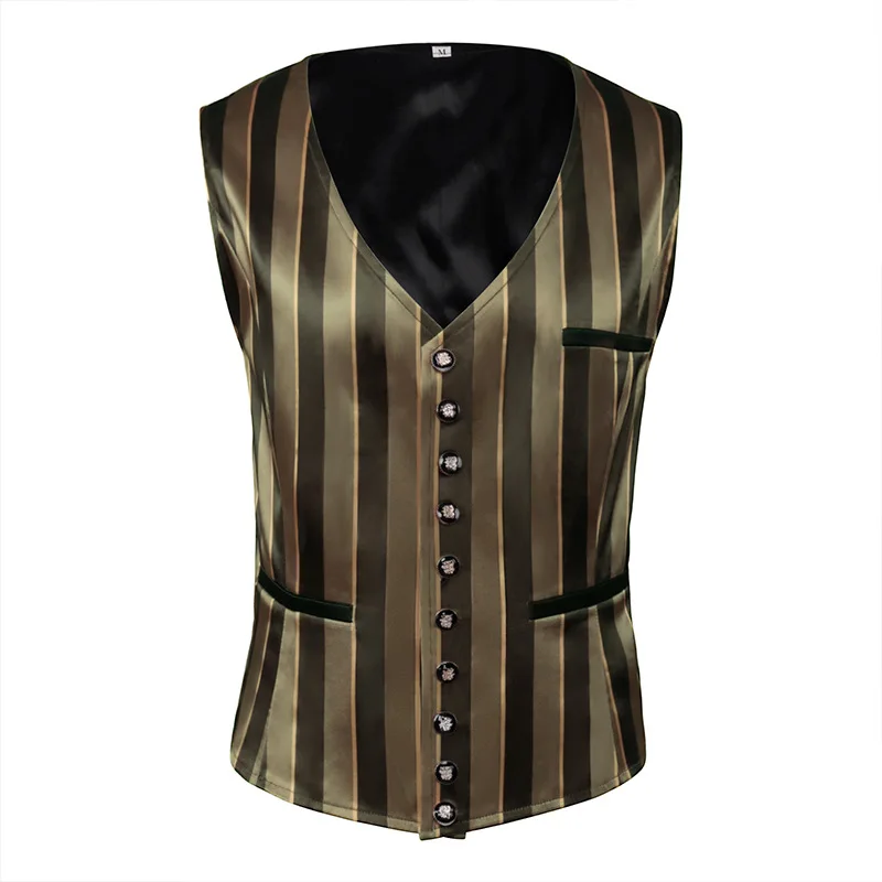 2023 New Menswear Medieval Costume Retro Gothic Short Dress Vest Halloween Cosplay Costume Single Breasted V-neck Vest