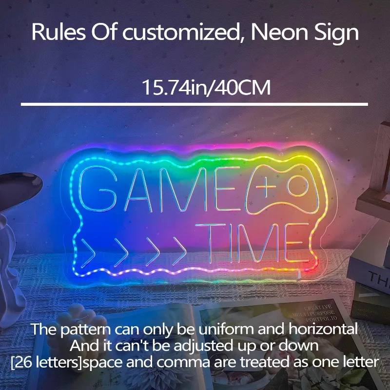 Customizable LED Neon Lights Double-row Text and Game Console Design Neon Sign for Bedroom Gaming Room Decoration Bar Club