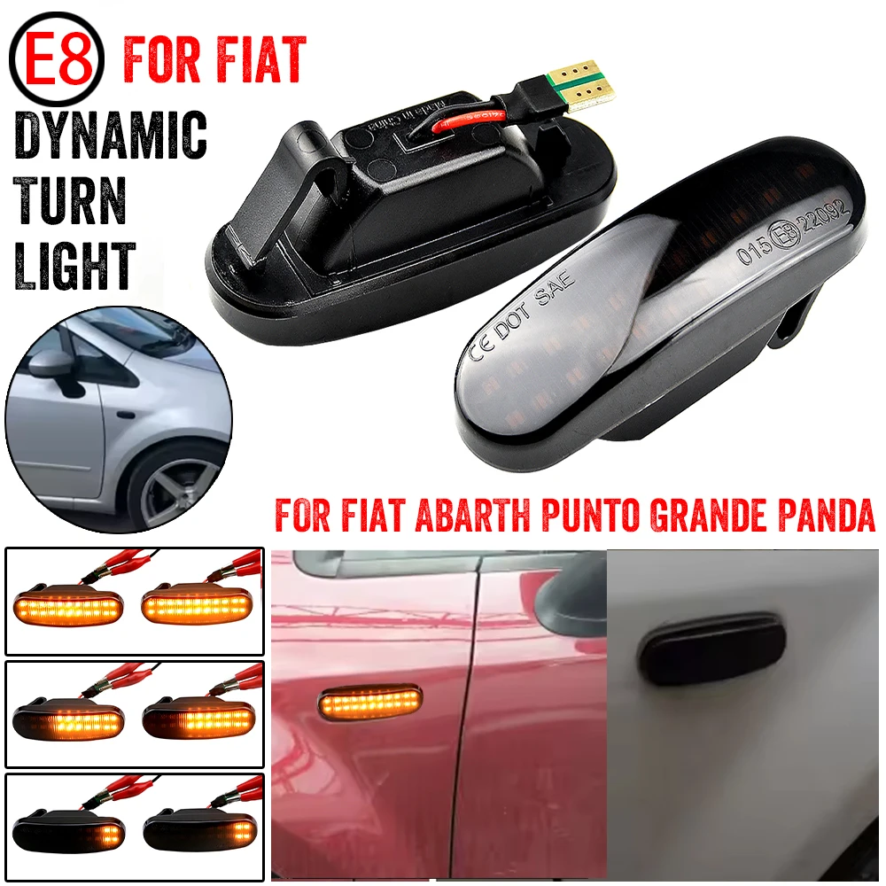 2X Dynamic Smoke LED side marker light turn signal lamp for Fiat Panda Punto Evo Stilo Qubo Peugeot Citroen Lancia Musa(350)