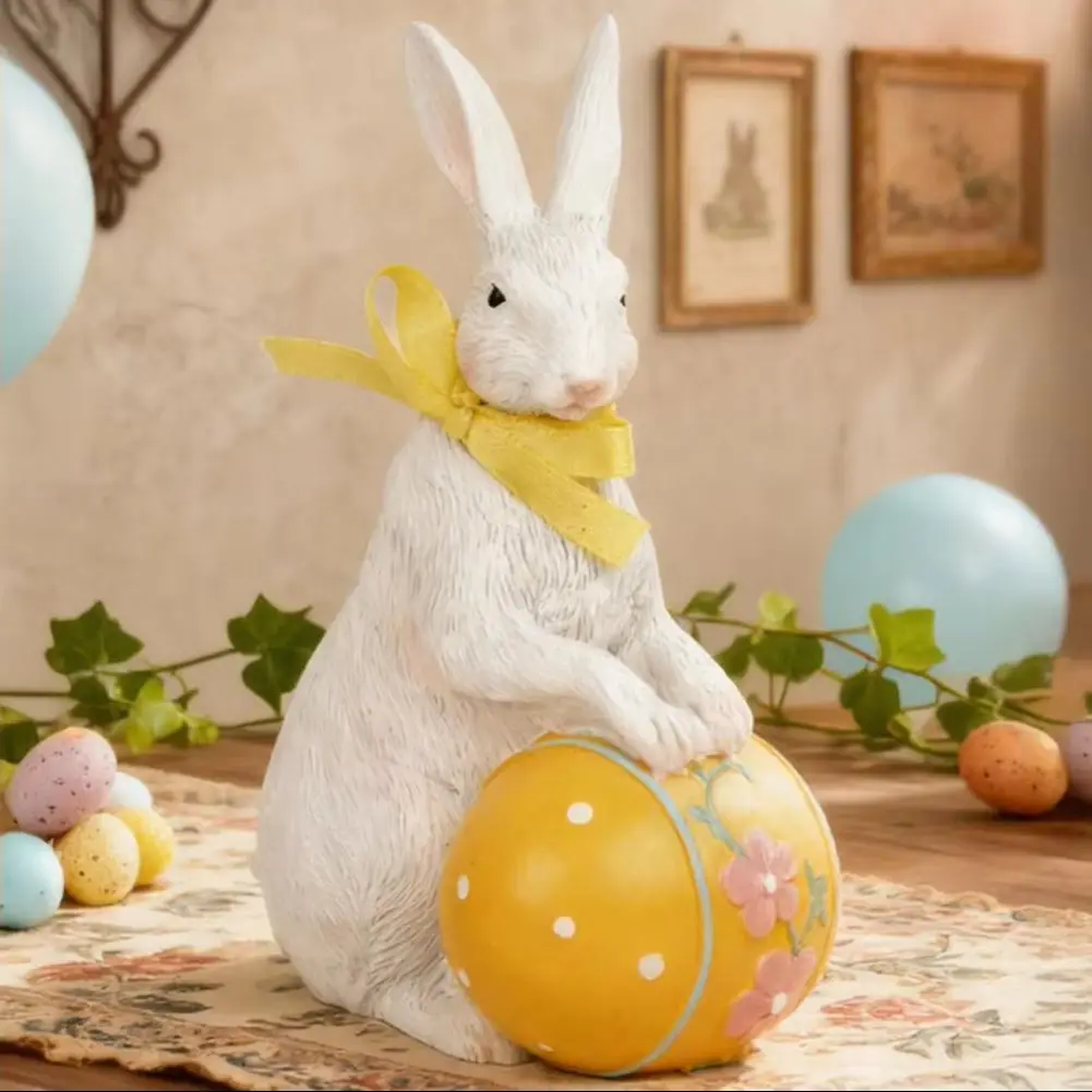 Easter Bunny Resin Table Ornament Carrot Rabbit Figurine Spring Party DIY 2026 Happy Egg Easter Day Bunny Statue Kids Gift