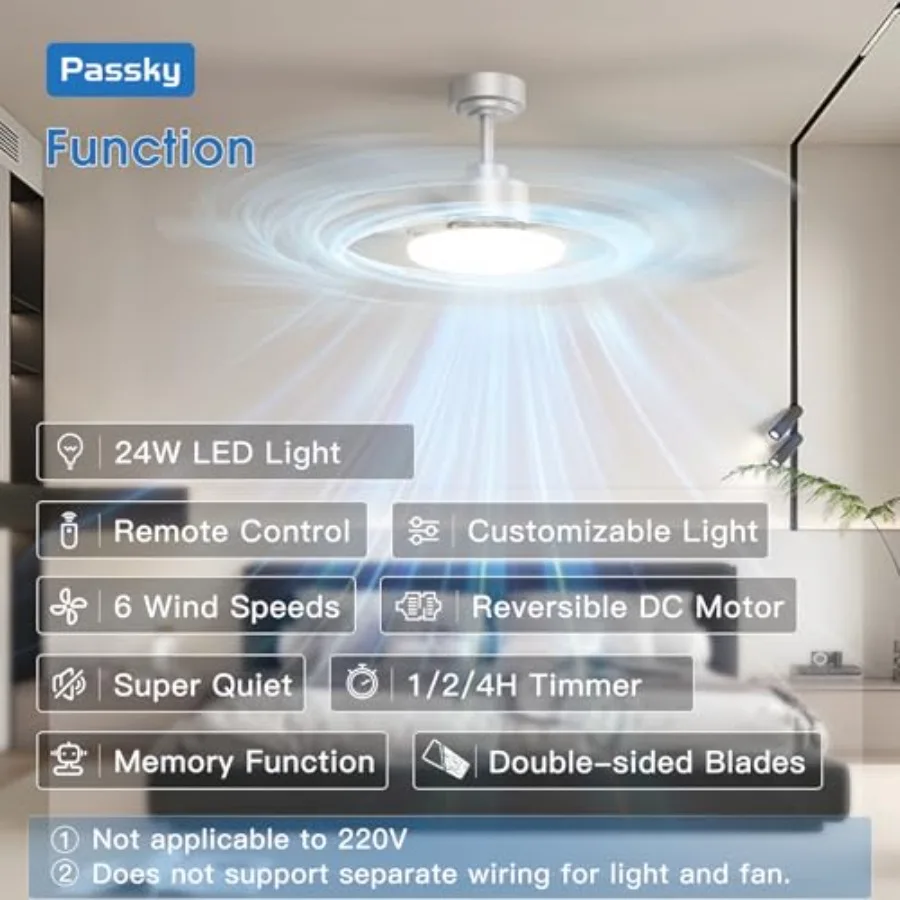 Ceiling Fans with Lights for Bedroom and Living Room, Silver 52 inch Sleek Fan with Remote, 3CCT Dimmable Reversible Noiseless