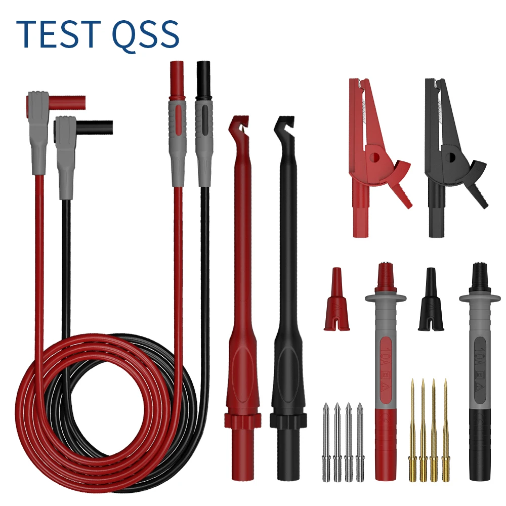 qss digital multimetro teste leva kit sonda de teste eletrico conjunto com clipes jacare fio piercing volta pin qt0082 01