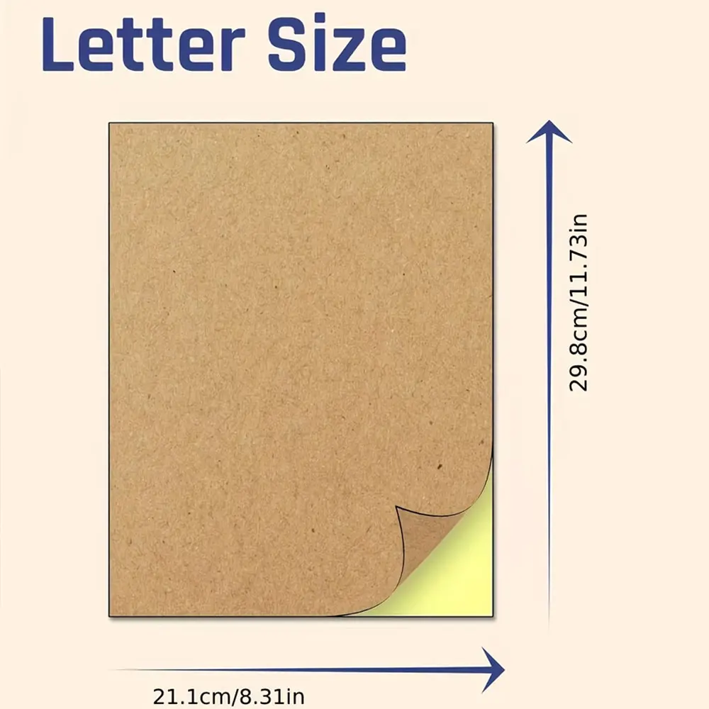 50 sheets kraft surface stickers & A4 self-adhesive label paper, kraft paper self-adhesive paper, printable brown labels