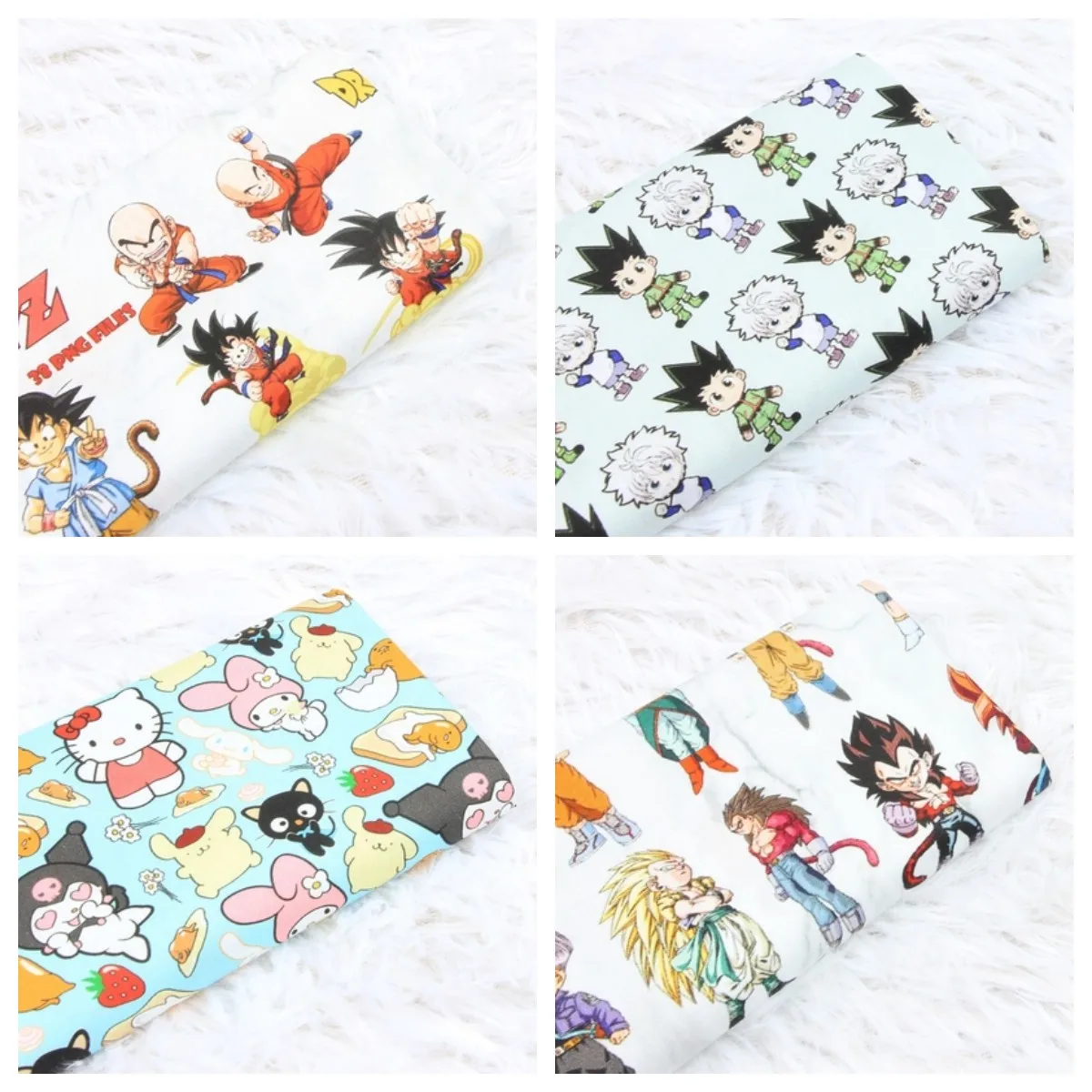 

Japanese Dragon Ball Hello Kitty Cartoon Fabric Handmade Sewing Patchwork Quilting Baby Dress Home Sheet Needlework DIY Meterial
