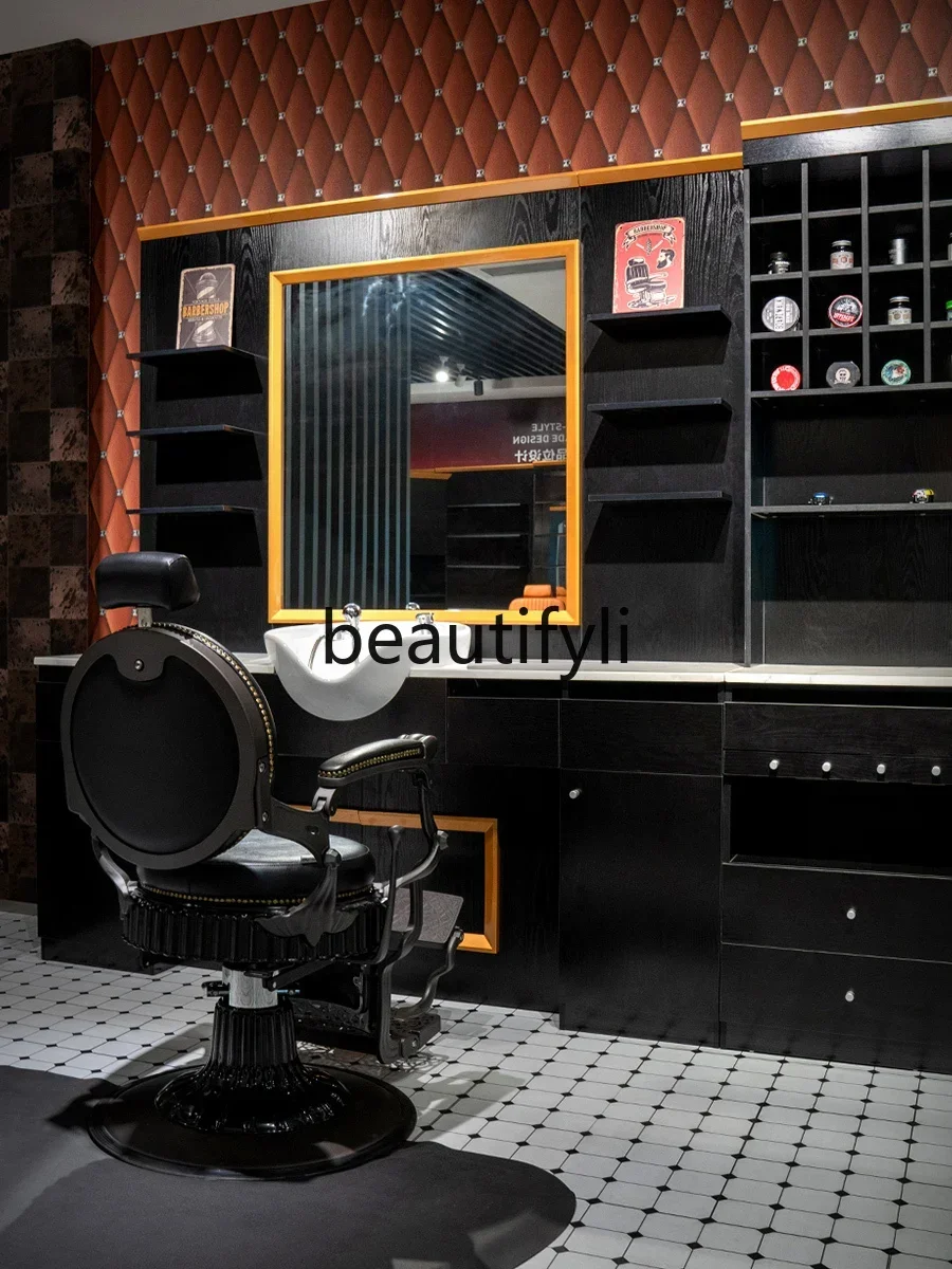 

ss D Hair salon mirror cabinet integrated barber shop hair salon dedicated
