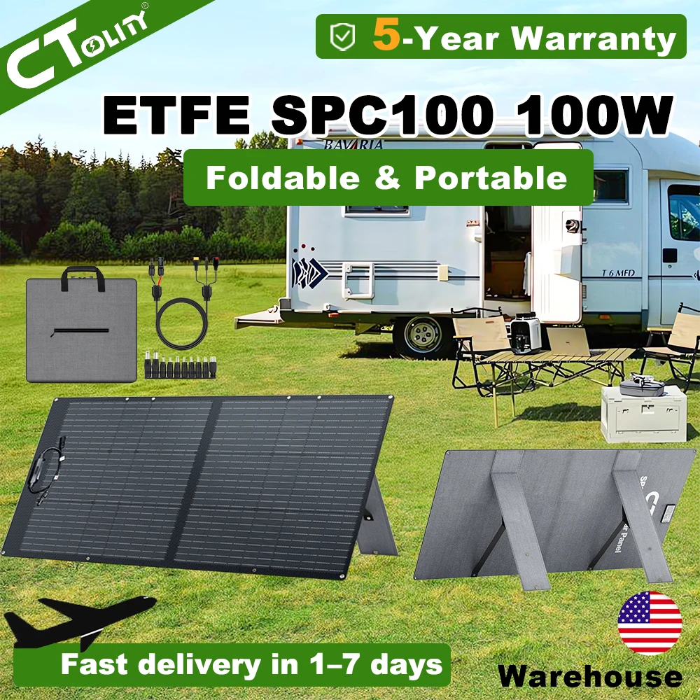 CTOLITY 100W Portable Solar Panel in outdoor setting