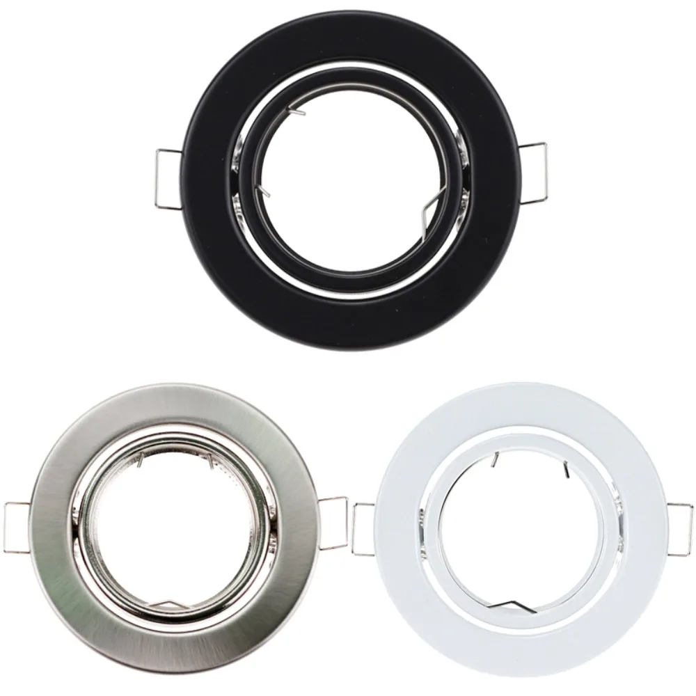 JOYINLED 6PCS Round Recessed Spotlight Frames With GU10 Socket, Adjustable LED Downlight Holders for GU10 Bulbs, 70mm Cutout