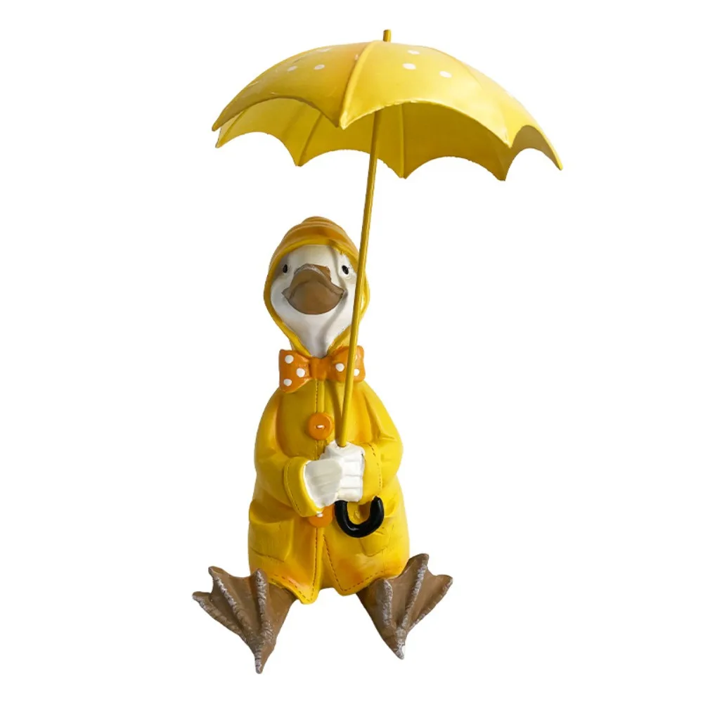 

Crafts Resin Duck Umbrella Ornament Cute Cartoon Ducks Statue simulated Waterproof Animal Sculpture Outdoor