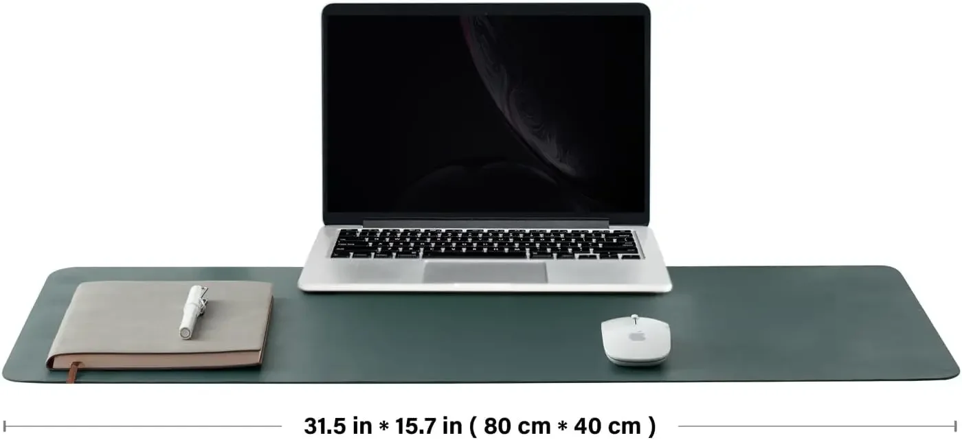 Cork Desk Mat Dual-Sided Desk Pad for Office Home - Large Mouse Pad Desk Protector with PU Leather and Cork (Dark Green - view 2