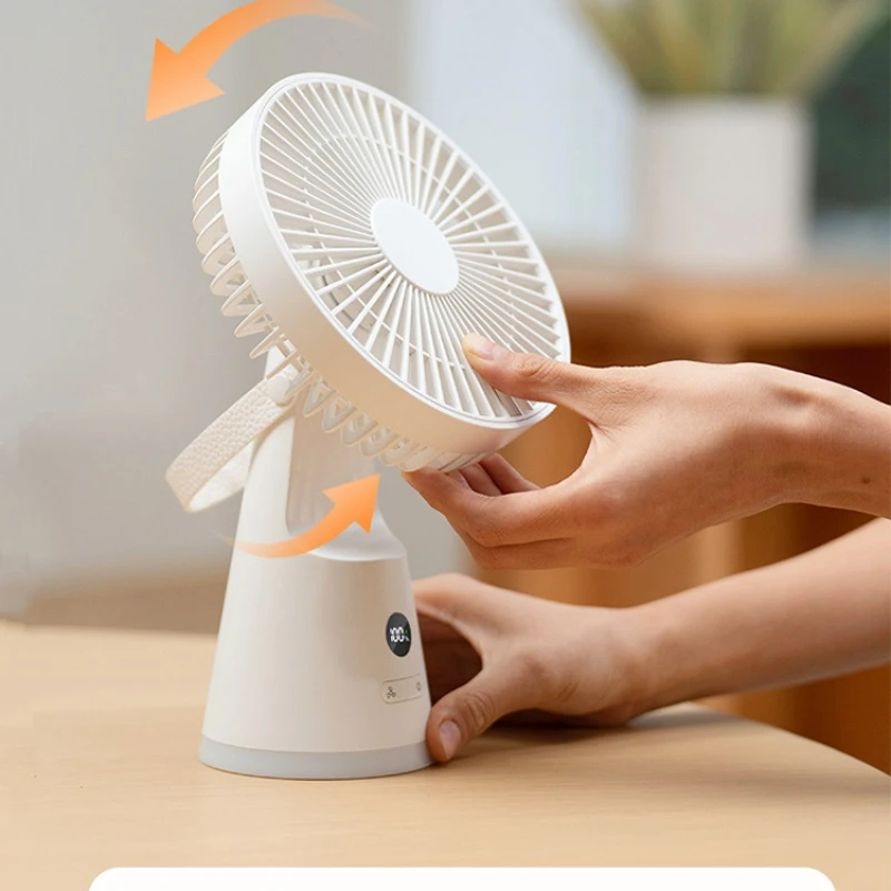 New Mini Electric Table Fan USB Rechargeable 3600mAh Battery Desk Fan Strong Airflow 5 Speeds Wind Quiet for Home Office Bedroom