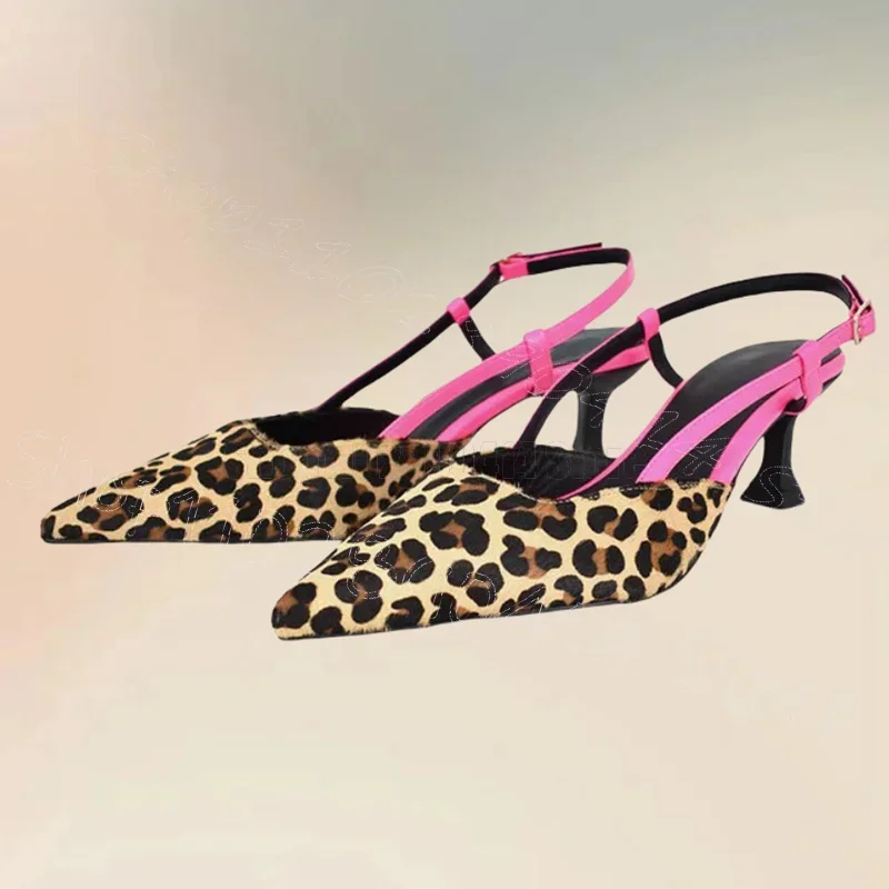 

Suede Leopard Print Shallow Pointed Toe Pumps Buckle Strap Women Shoes Thin High Heels Fashion Banquet 2025 Zapatos Para Mujere
