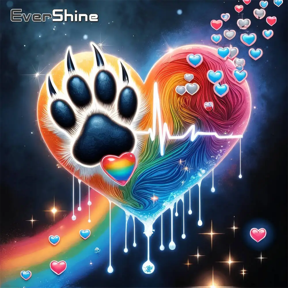 Evershine Diamant-Gemälde, Hund, Tier, Cartoon, komplett, quadratisch, rund, Diamant-Mosaik, Badezimmer, DIY-Bastelset, Heimdekoration