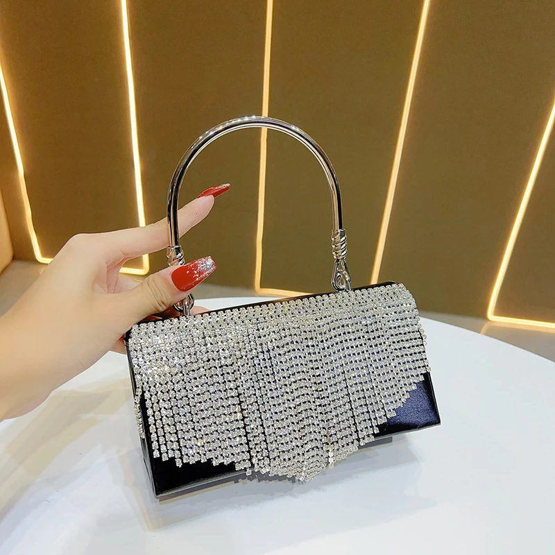 

Diamond Evening Clutch Bag Fashionable Tassel Handbag Boutique Rhinestone Purses And Handbags Bridal Wedding Party