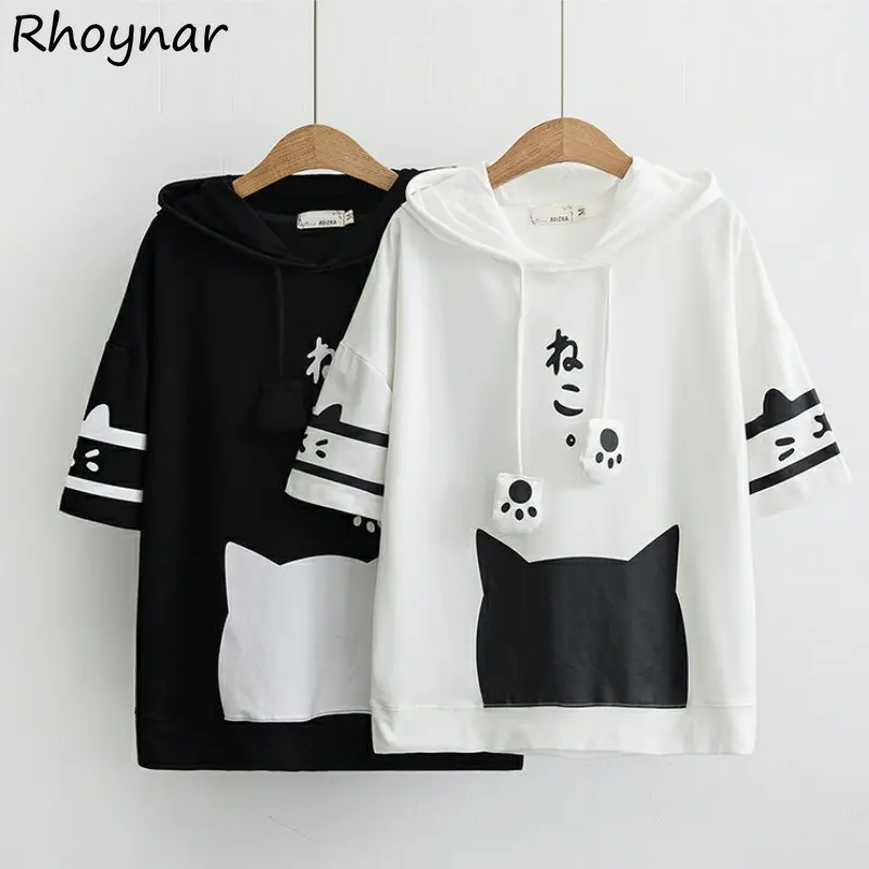 Hoodies Women Hooded Kawaii Clothes Cartoon Preppy Girlish Sweet Designer Japanese Stylish Baggy Summer Толстовка Chic Personal