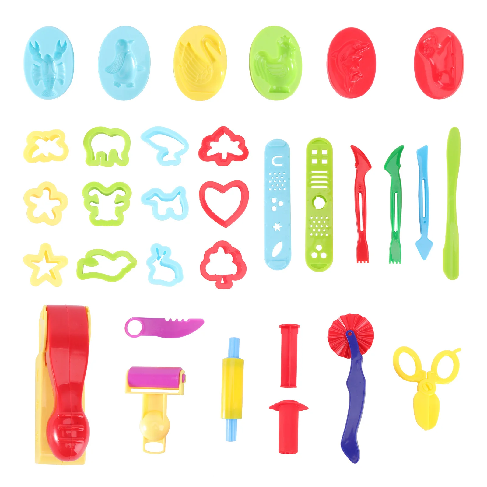 31-częściowy zestaw foremek do plasteliny, kreatywny zestaw narzędzi dla dzieci, foremki do kolorowej gliny DIY, edukacyjny zestaw do samodzielnego wykonania z plasteliny.