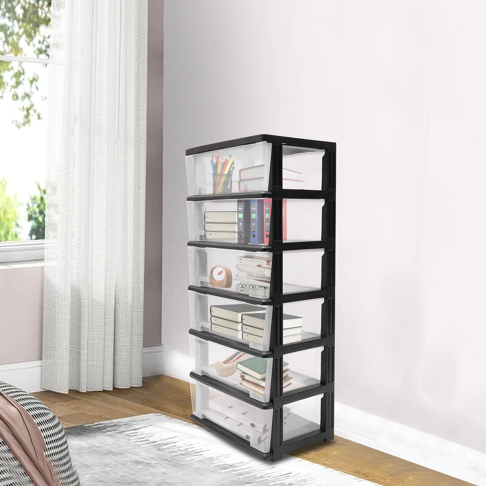 Storage Tower for Closet, Rolling Cart, Living Room, Hallway, Dormitory, 6