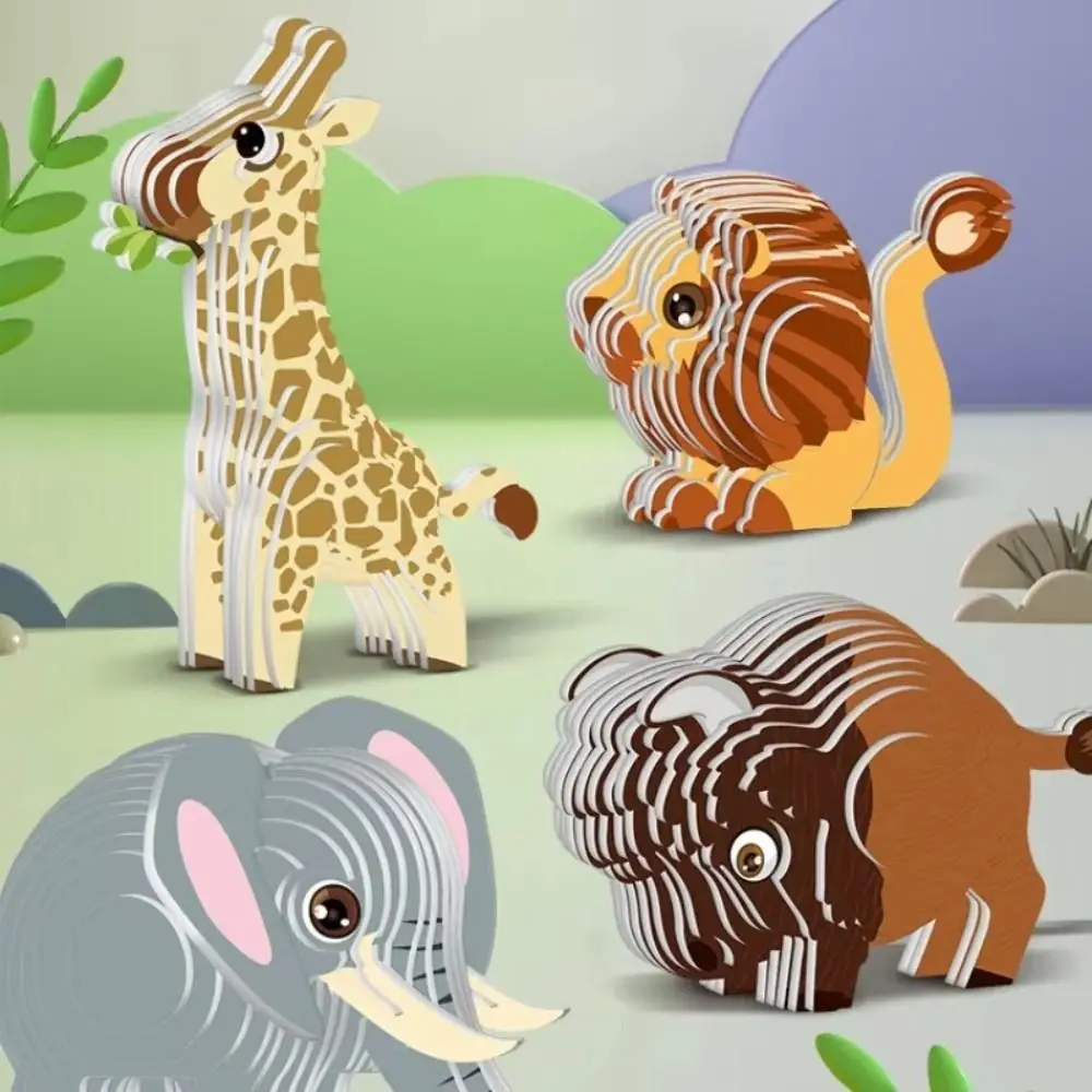 DIY الحرف اليدوية ثلاثية الأبعاد بازل على شكل حيوانات لعبة تعليمية المحيط سلسلة الأطفال بازل قطع اللعب ديناصور سلسلة سفاري ورقة الحرف