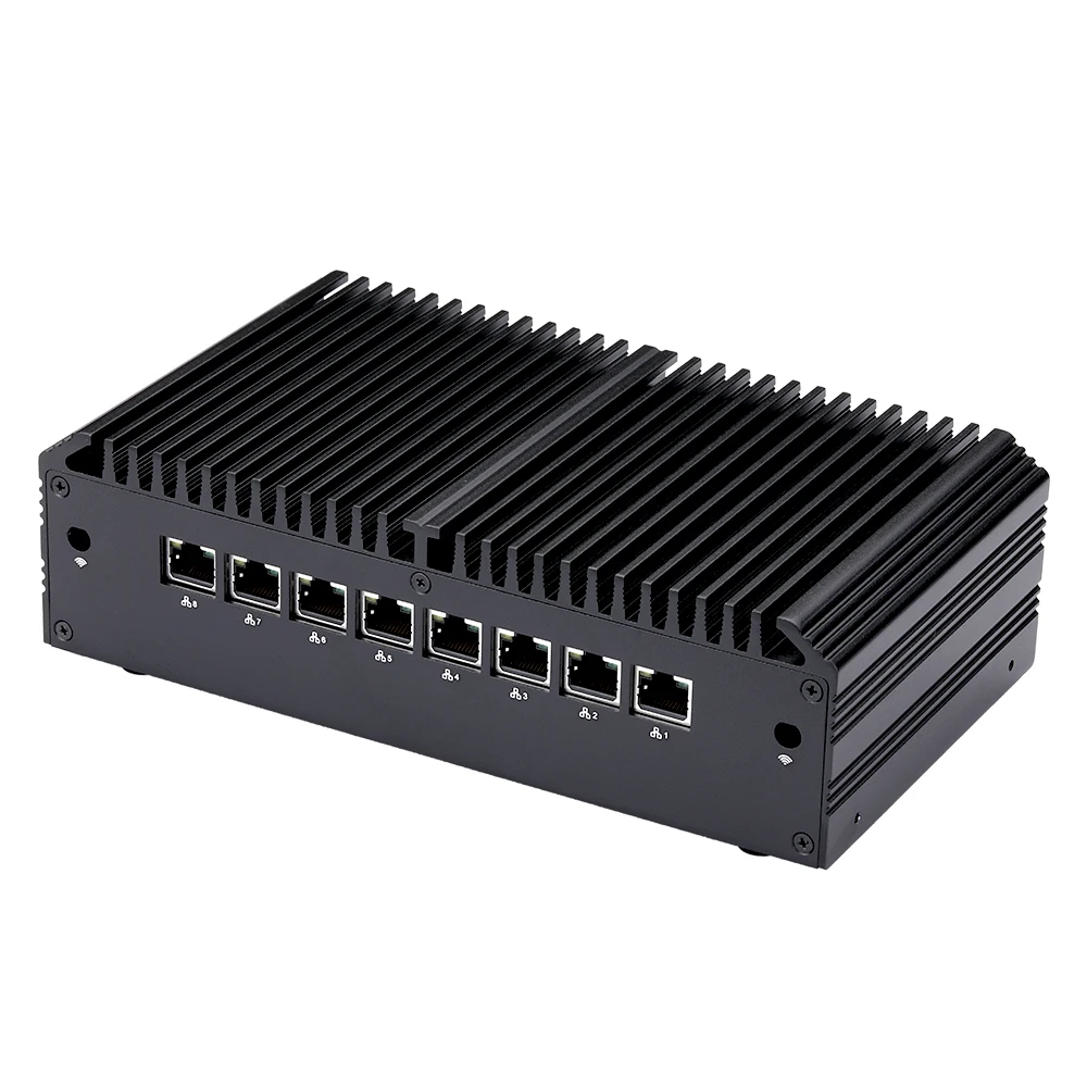 Qotom Mini PC Q1012GE Celeron 4305U Q1020GE 5405U bez wentylatora 8 Lan urządzenie bramy bezpieczeństwa jako zapora ogniowa, Router