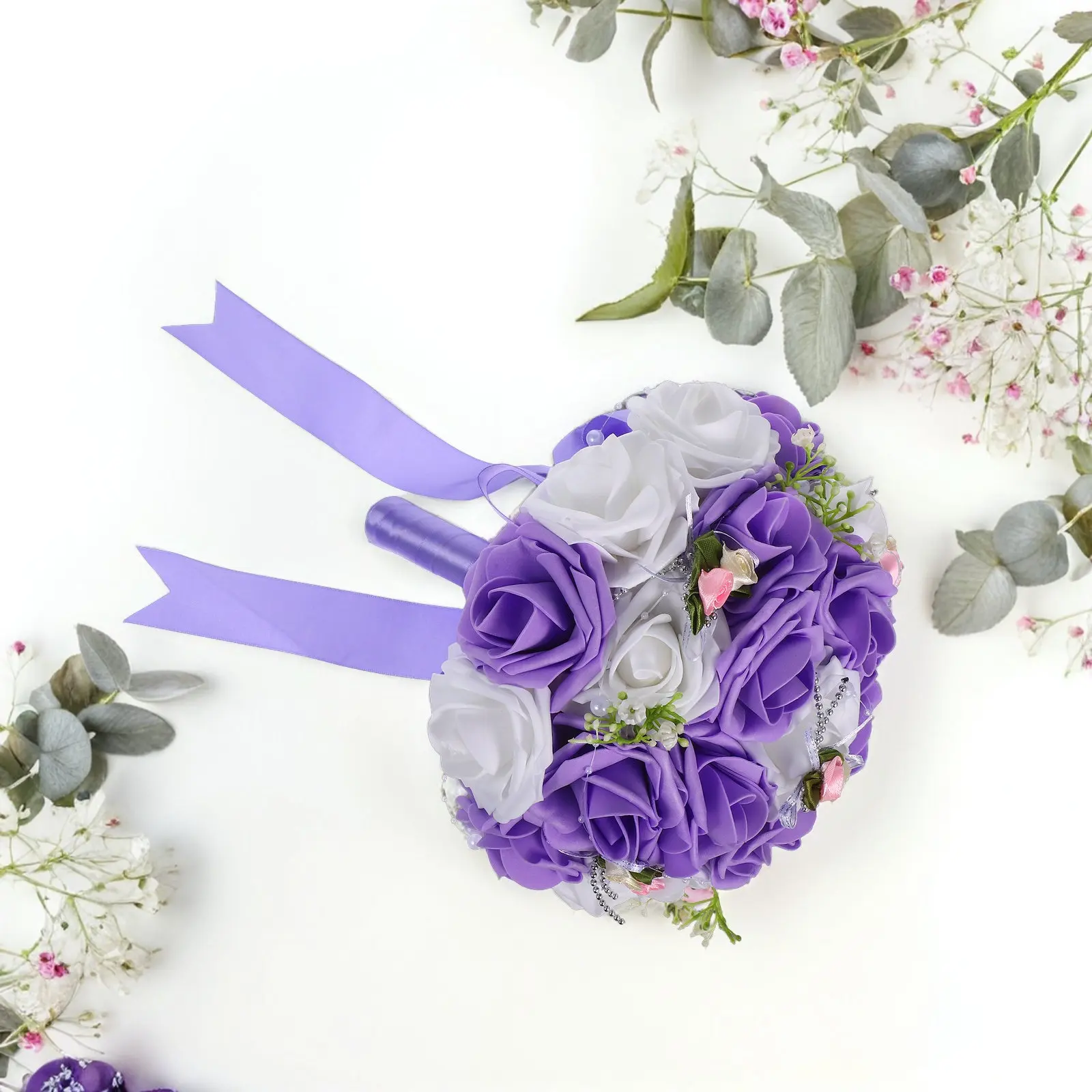 

1 шт. Премиум-букет из искусственных цветов для невесты, реалистичный свадебный букет, яркий и живой декор для свадьбы