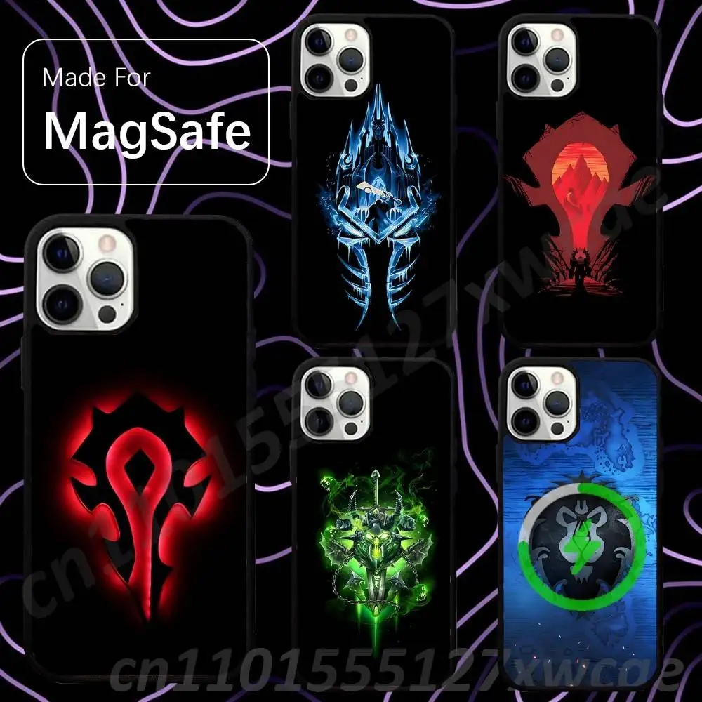 World Of W-Warcraft Game  For Magsafe Wireless Charger Case For iPhone 15,16,17,13,14,11,12,Pro,Max,Plus,E,Air,Mini Protection