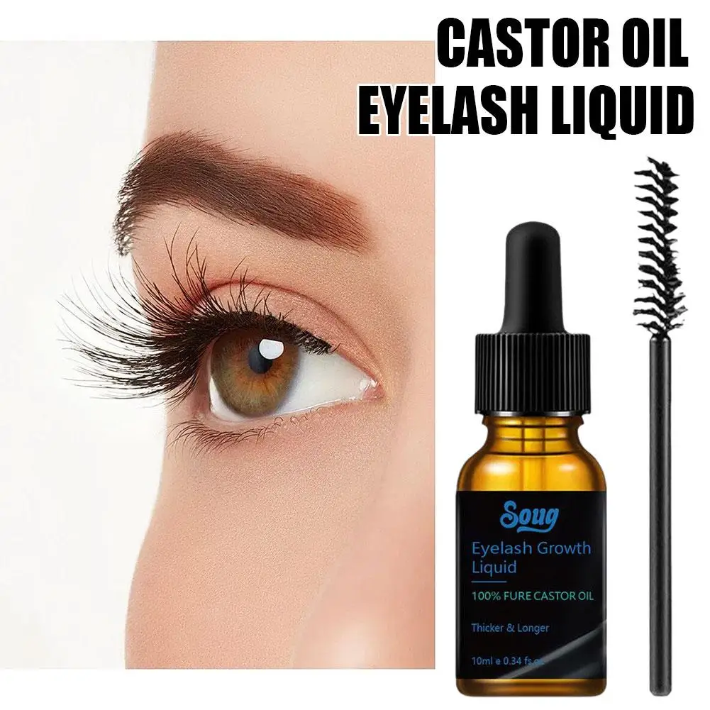 Huile essentielle de ricin pour la croissance des cils, traitements des cils, sérum pour les yeux, rehausseur optique, nourrissant, croissance, F5E3, 10ml