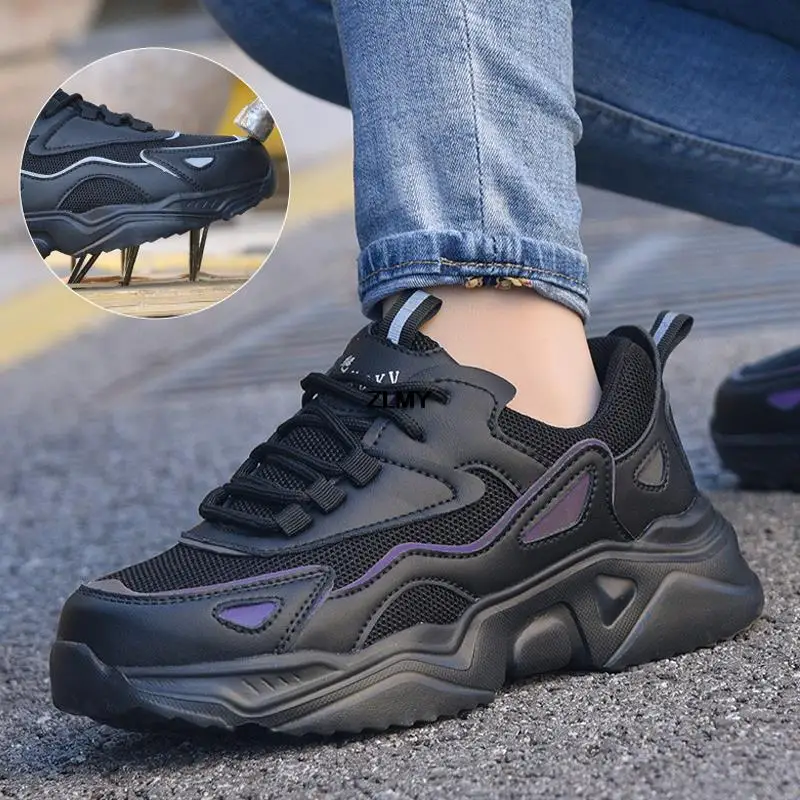 Damen Sicherheitsschuhe Maxsteel – Ultraleicht Mit Stahlkappe, S1, Mesh/Leder In Schwarz-Weiß-Orange