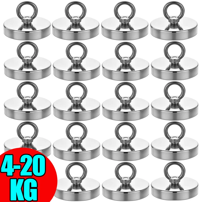 

Super Strong Magnets Set Neodymium N52 Hook with Countersunk Hole Eyebolt Magnetic Hooks Salvage Searcher Fishing Magnet Kit