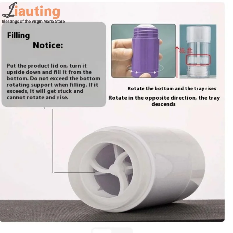 1 Pcs 40/75g Empty Balm Container Refillable Plastic Twist-Up Bottle For DIY Natural Crystal Deodorant Stick Cosmetics Tube