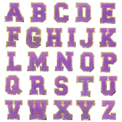 A-Z Big Size Letter Patches for Clothing Purple Color Iron-on Transfers on Clothes Sewing Patch Sticker Appliques (8CM)