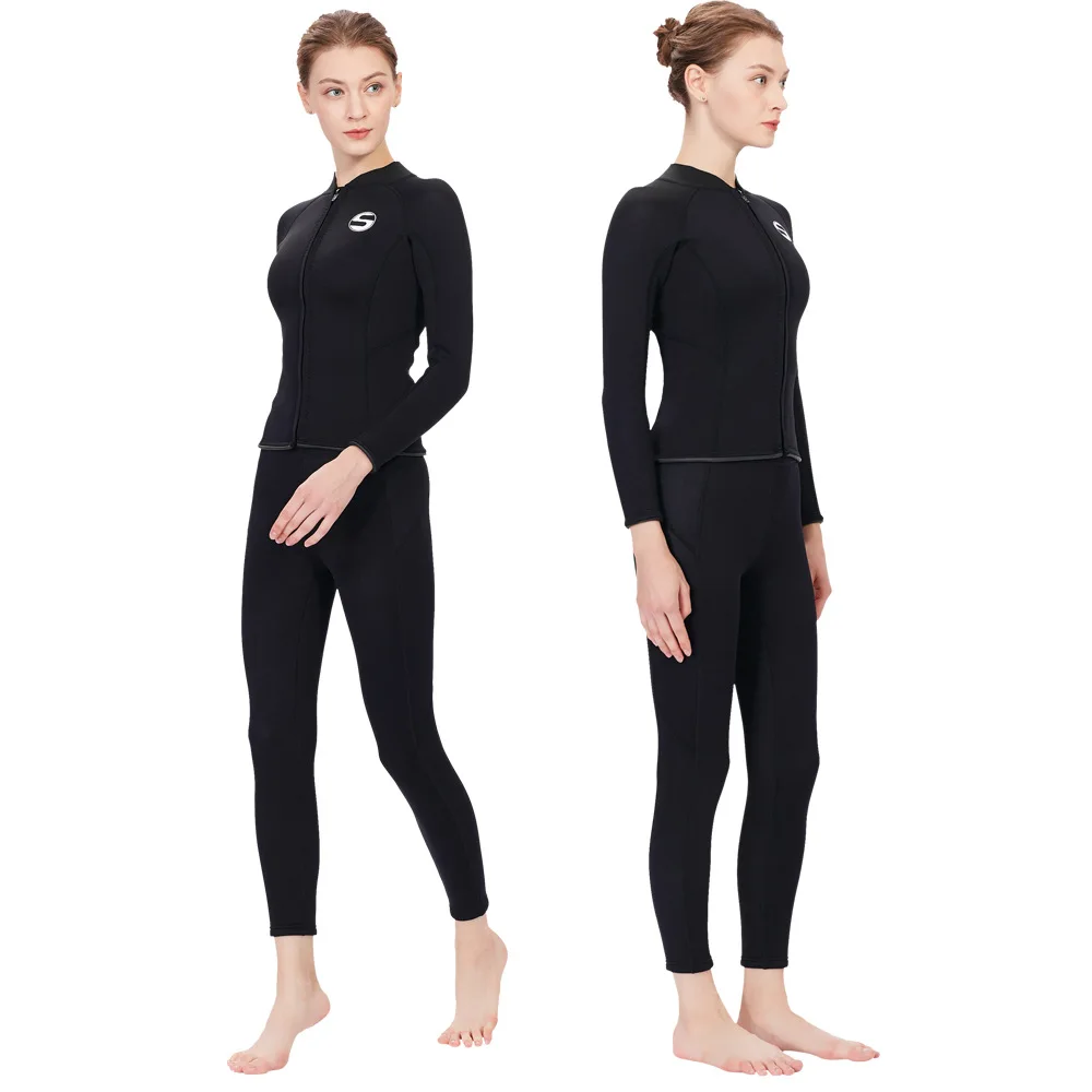 Women\'s Professional Diving Suit Cold Proof Warm 3mm Neoprene Top Pants Split Suit Ladies Thick Wading Swimming Surfing Wetsuit