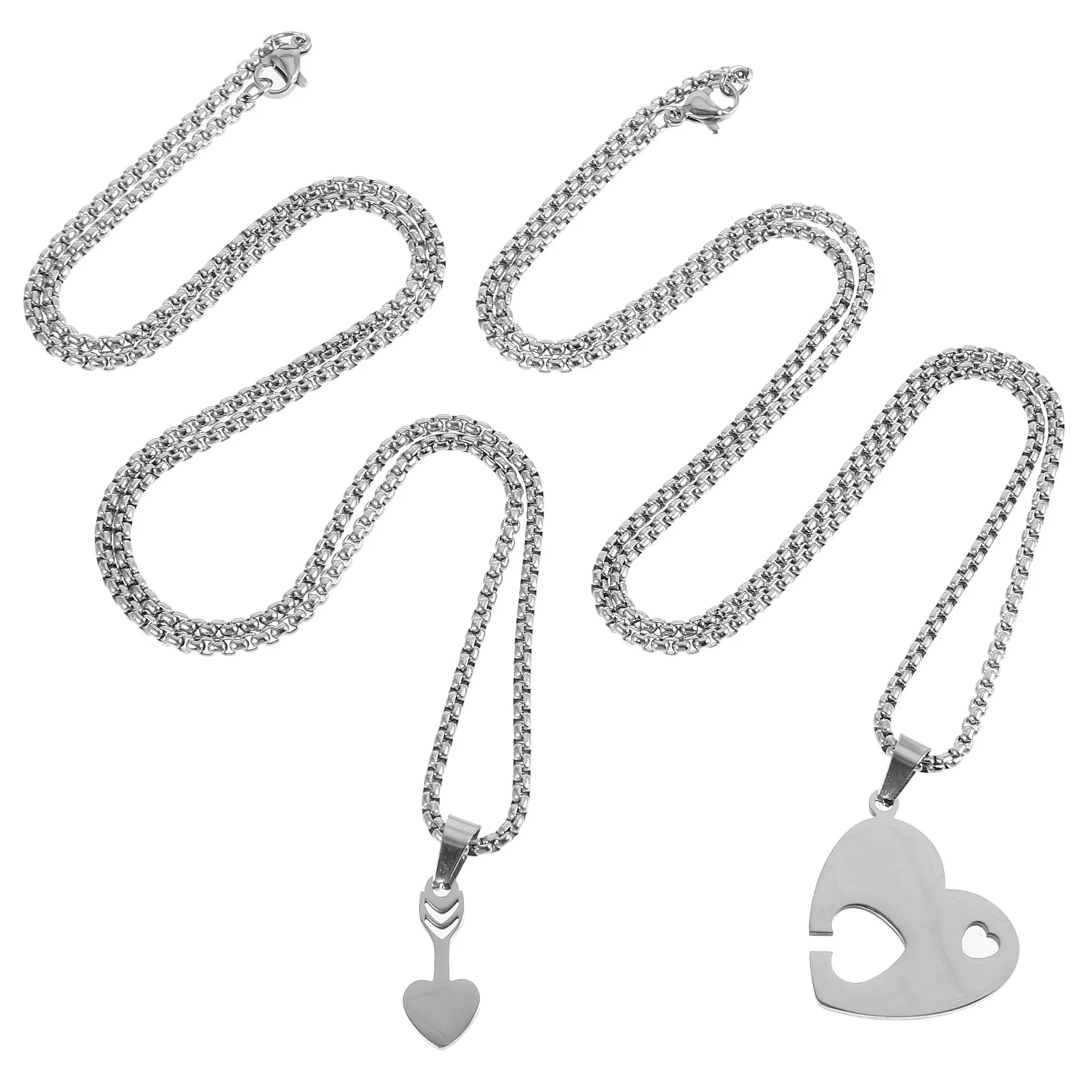 

Heart Shaped Necklace Matching Couples Jewelry Unique Design Pendant Chain Boyfriend Girlfriend Metal Heart Pendants Necklace