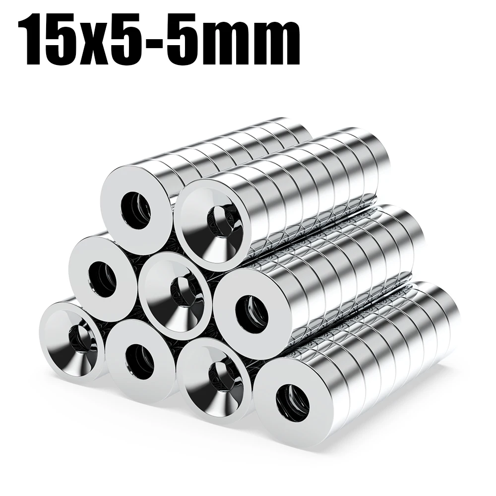 

10~100Pcs N35 Super Strong Magnet 15mm X 5mm Hole 5mm Round Magnetic NdFeB Neodymium magnet Powerful Disc imanes with hole