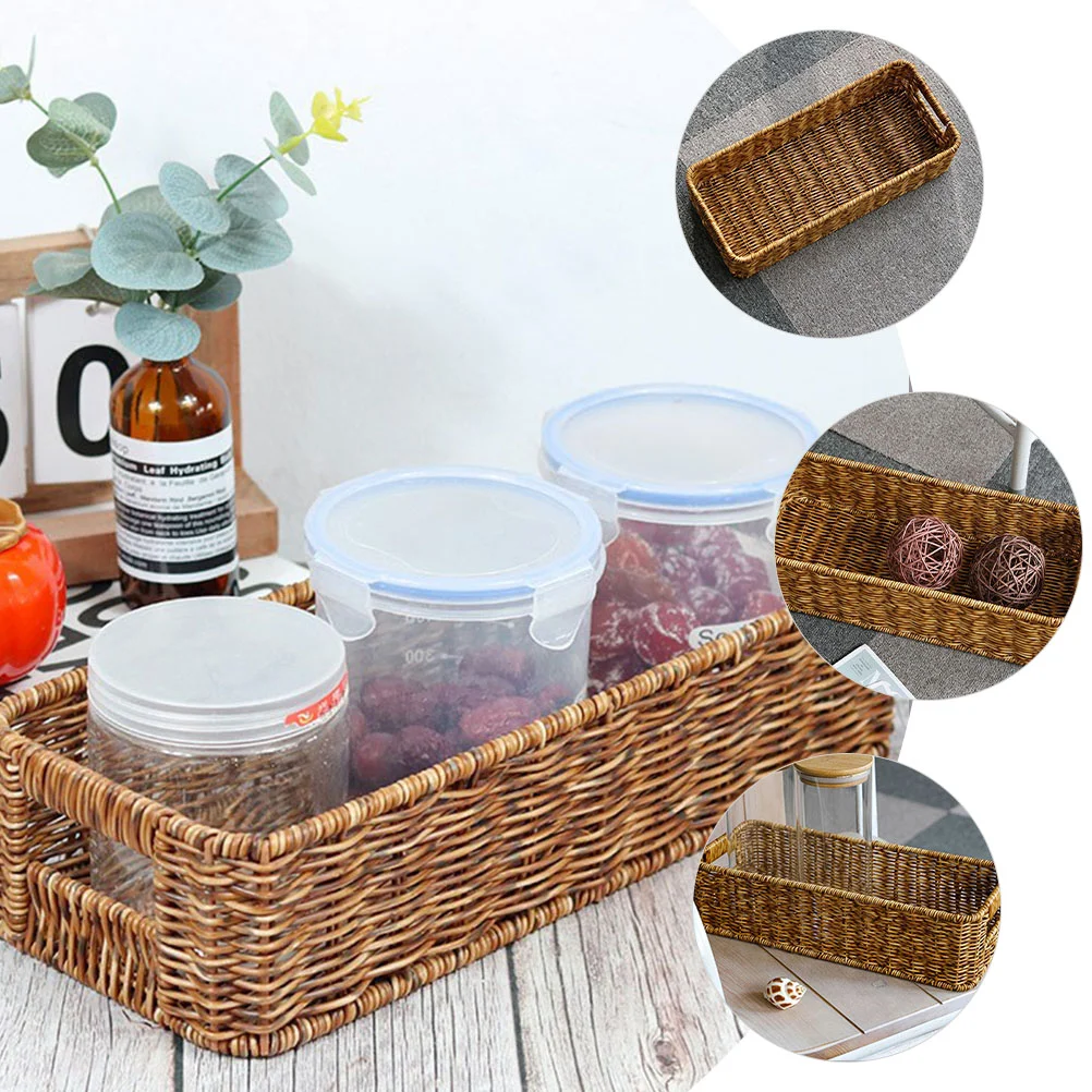 Woven Storage Basket Wicker Baskets Drawers Large Food Container Toys Sundries Bin Desk and Organizers Finishing Magazine