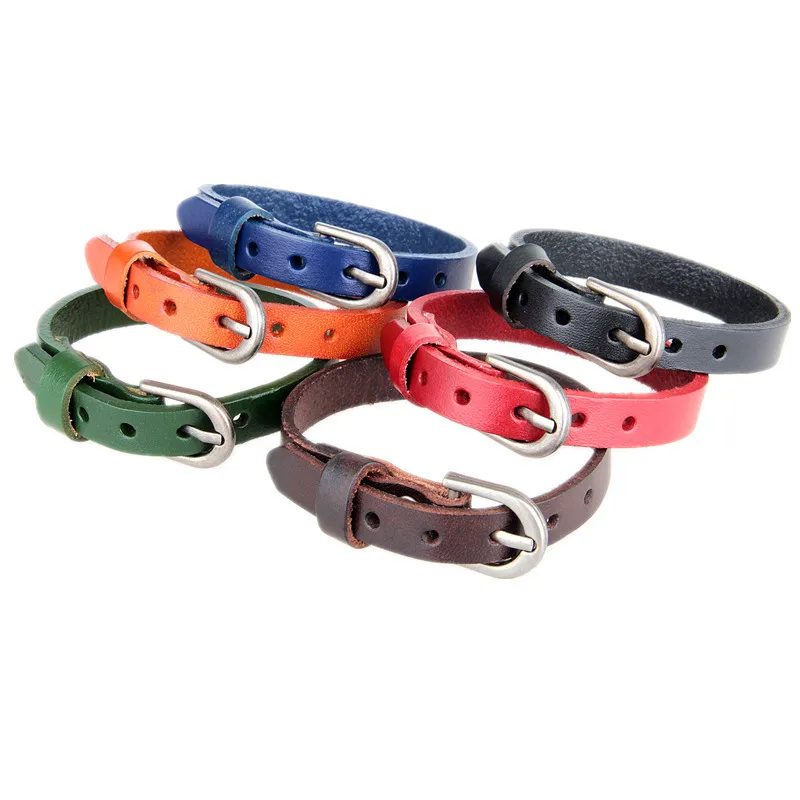 

manchette bracelet femme cuir Cool Classic Genuine Leather Bracelet Cuff Wristband Snap Unisex Women