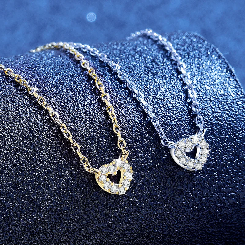 1.3 مللي متر D اللون مويسانيتي شكل قلب قلادة 925 فضة مختبر قلادة الماس النساء هدايا الزفاف غرامة مجوهرات حفلة