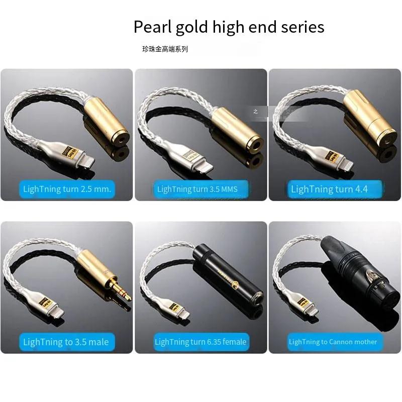 

Ype-C To 2.5/3.5/4.4/6.35mm Male/Female Jack/Plug Hifi Headphone Conversion Decoder Chip 8Strands of Silver Wire Audio Connector