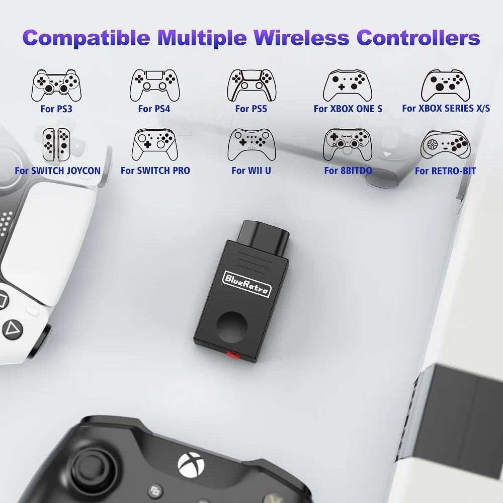 Adapter bezprzewodowego kontrolera RetroScaler Blueretro do konsoli NES, kompatybilny z kontrolerami PS3, PS4, Ipega9076, Switch Joycon. — zdjęcie produktu 2