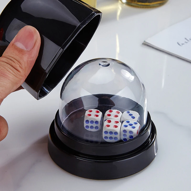 1 Set Hand Cranked Dices Thick Dice Cup Roller Dices Drinking And Entertainment Swindle Cup With 5 Dices For KTV Pub Bar