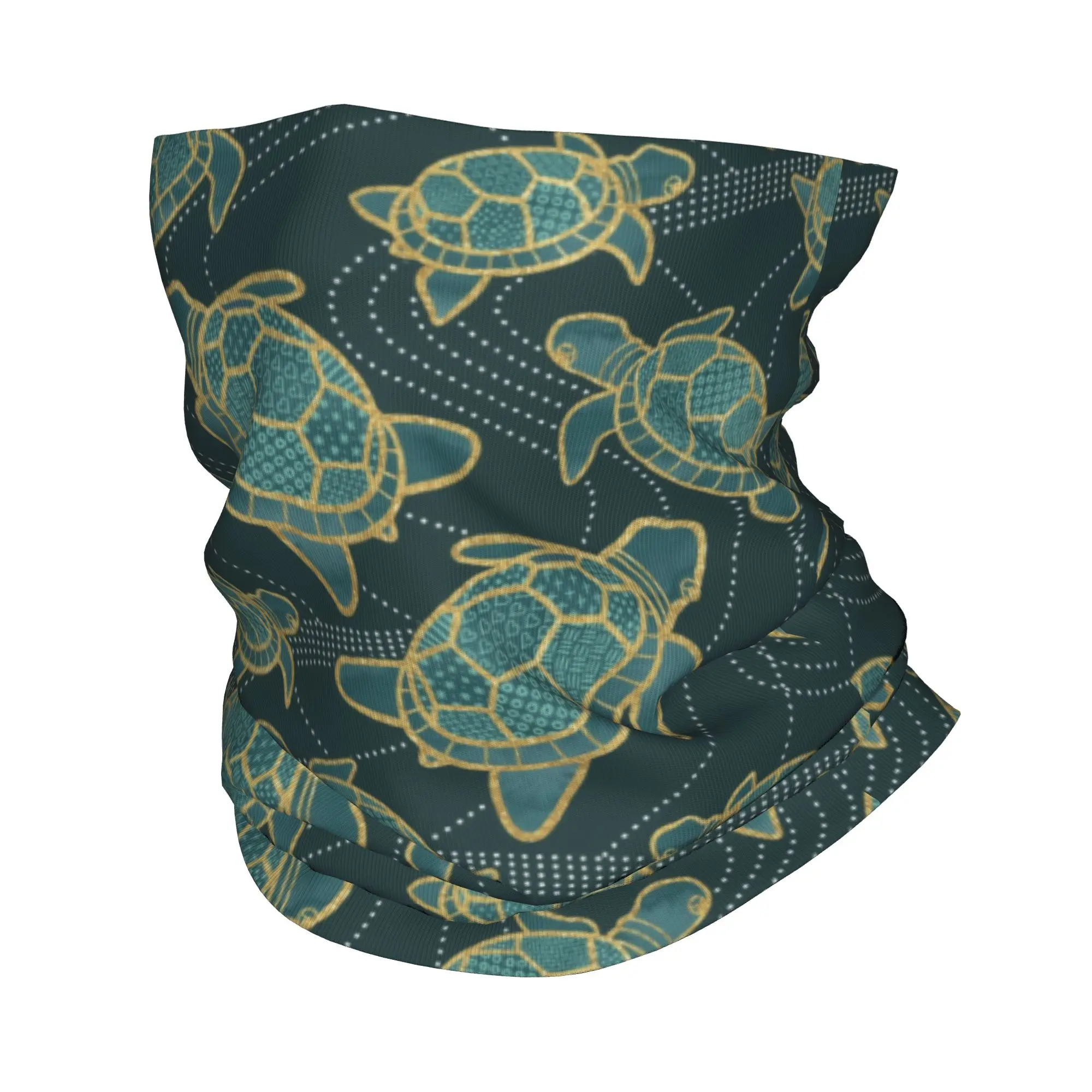 

Custom Japanese Pond Turtle Teal Bandana Neck Warmer Women Men Winter Hiking Ski Scarf Gaiter Animal Face Cover