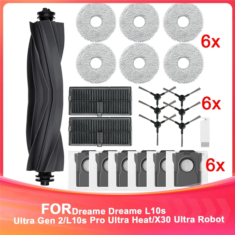 ملحقات لـ Dreame L10s Ultra Gen 2/L10s Pro Ultra Heat/X30 Ultra جهاز آلي لتنظيف الأتربة مع فرشاة رئيسية، كيس غبار، مسح