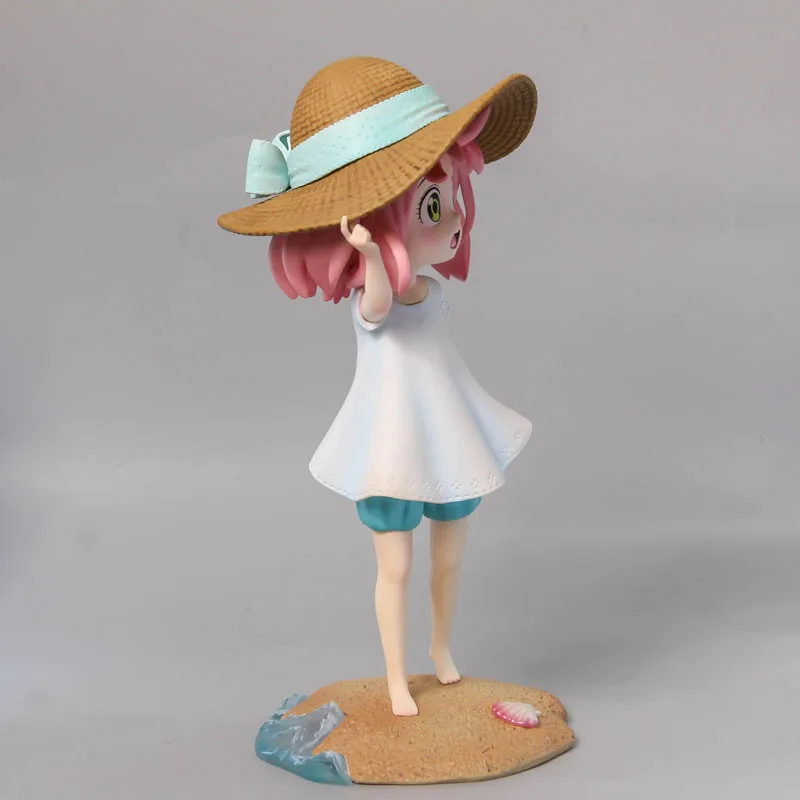 17CM Anime Spy × Family Anya Forger Figure Beach Queue Scene Base Model Toy Summer Dress Up Anya Gift Collection Action Figure